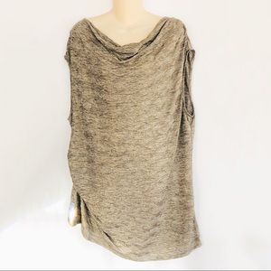 Calvin Klein | Draped Neck Ruched Gold Blouse